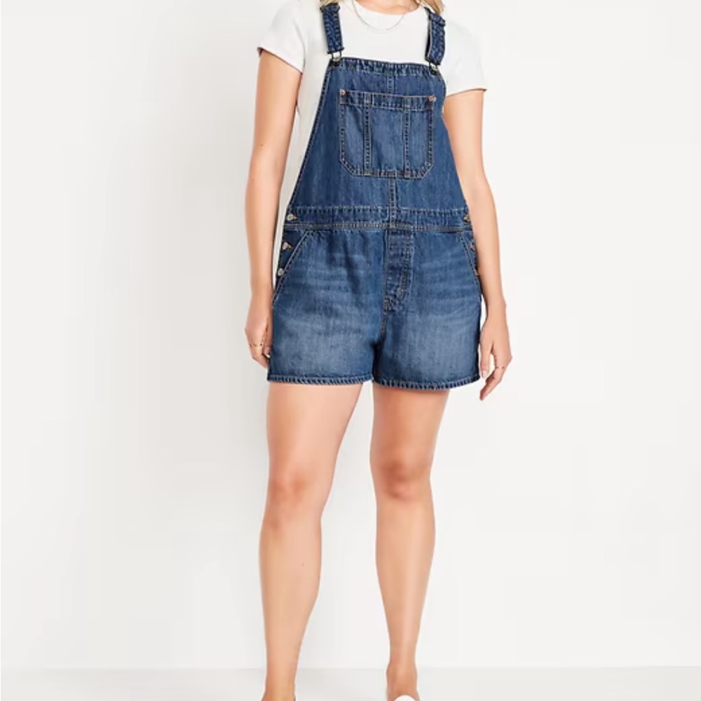 Old Navy Blue Denim Short Overalls NWT XXL